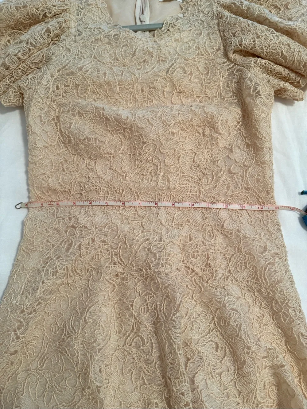 Jonathan Simkhai Peach/Buff Lace Puff-Sleeve Dress NWT